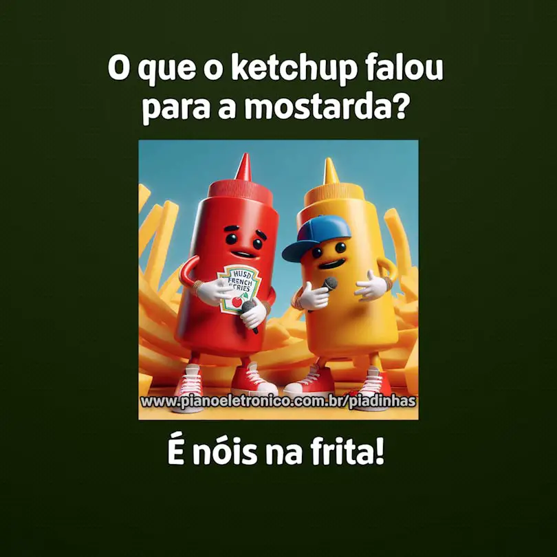 O que o ketchup falou para a mostarda?

É nóis na frita!