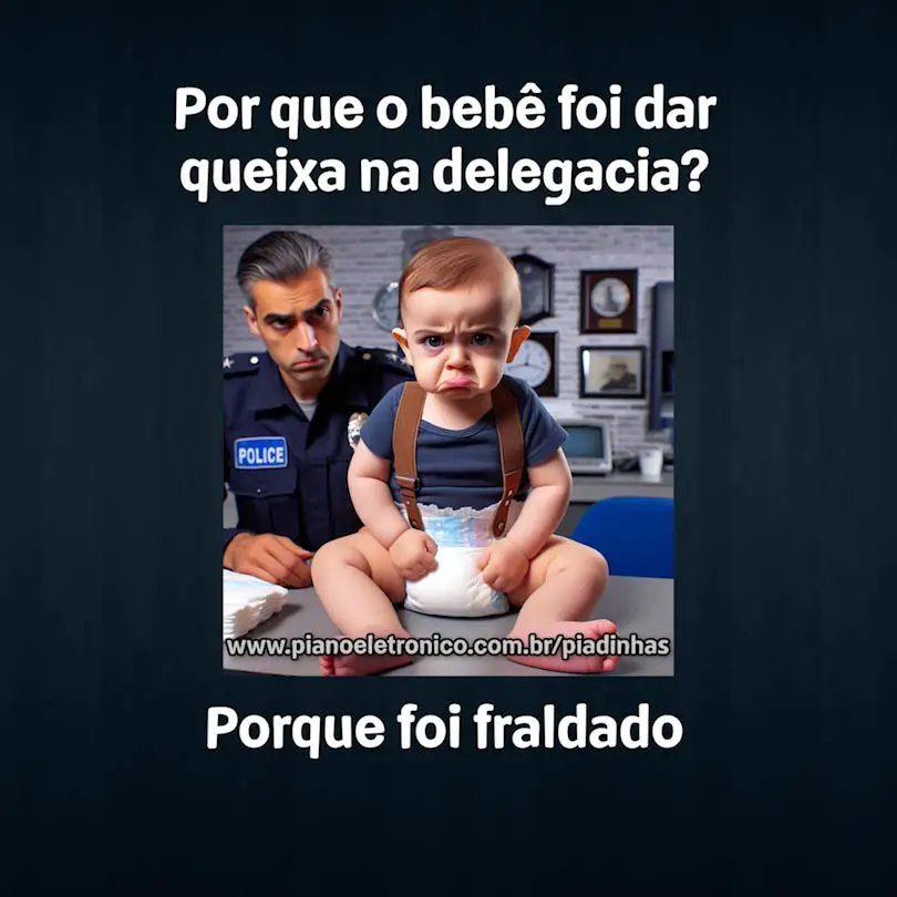 Por que o bebê foi dar queixa na delegacia?

Porque foi fraldado