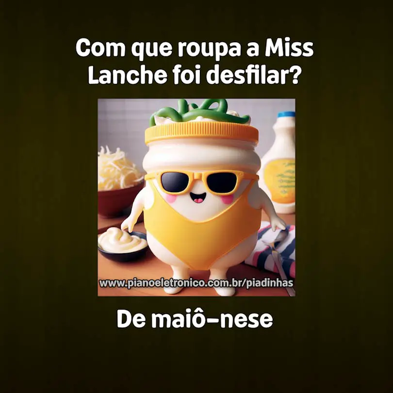 Com que roupa a Miss Lanche foi desfilar?

De maiô-nese