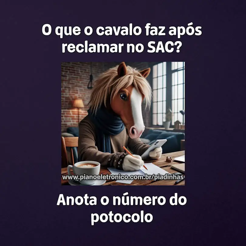 O que o cavalo faz após reclamar no SAC?

Anota o número do potocolo