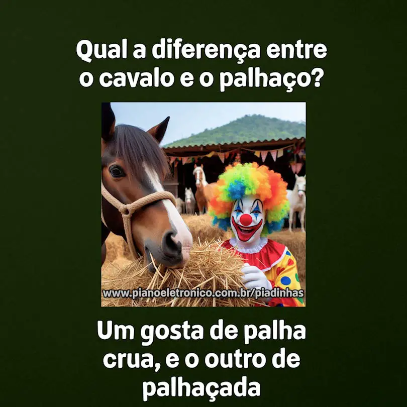 Qual a diferença entre o cavalo e o palhaço? 

Um gosta de palha crua, e o outro de palhaçada